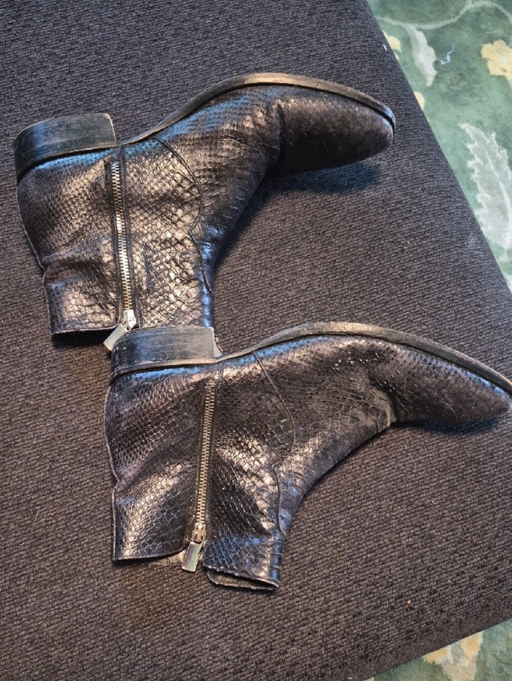 Men's Black Textured Chukka Boots with Side Zip - Picture 6 of 13